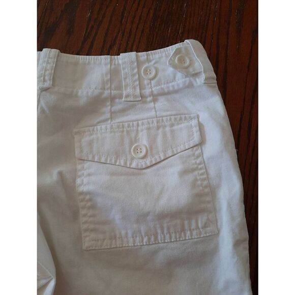 Size 0 London Jean Off White Chino Stretch Shorts Adjustable Waist Pockets - Picture 3 of 3